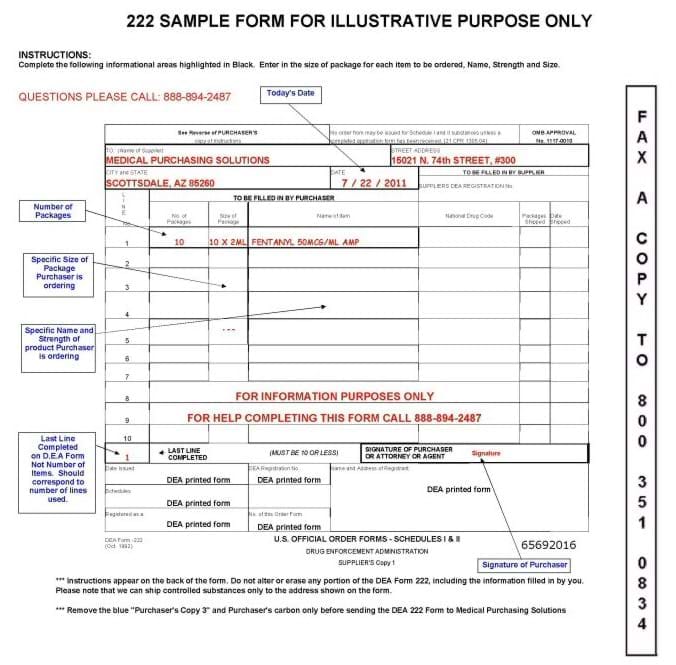 MPS Example DEA 222 Form